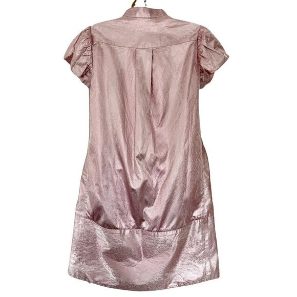 Diane Von Furstenberg Pink White Shiny Snake Print Button Front Mini Dress Sz 2 - Picture 4 of 6